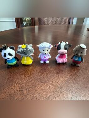 5 Li'l Woodzeez Mini Animal Bobbleez Panda Raccoon Lamb Chop Sheep Cow Mole